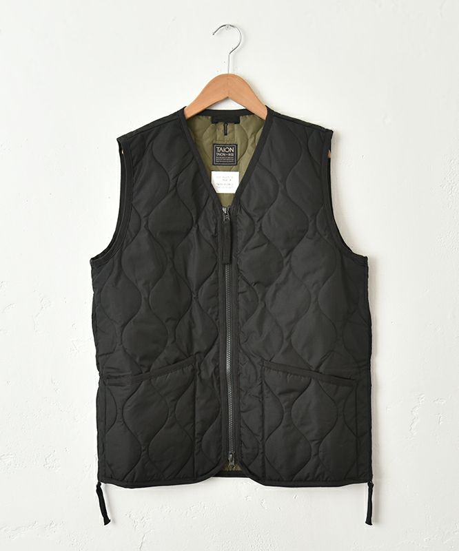  TAION｜ミリタリーWジップ Vネック ダウンベスト [[TAION-001ZML-1]][C]