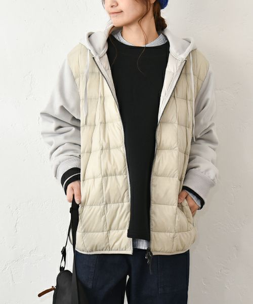 TAION｜Wジップフロントダウンフーディ＋スウェットスリーブ [[TAION-106WZSW]][C]