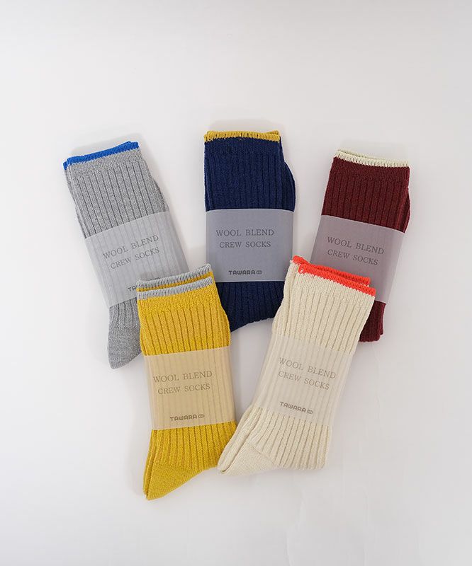 アラジン｜ウール混トップカラー ローゲージリブ クルーソックス [[t41038]][C]