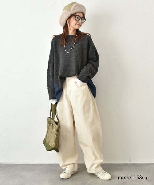 HUMS｜デニムコンビAラインニット [[RNK-25103]][C]