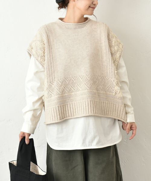 tumugu｜ウールアンゴラ×フリンジベスト [[TK25305]][C]