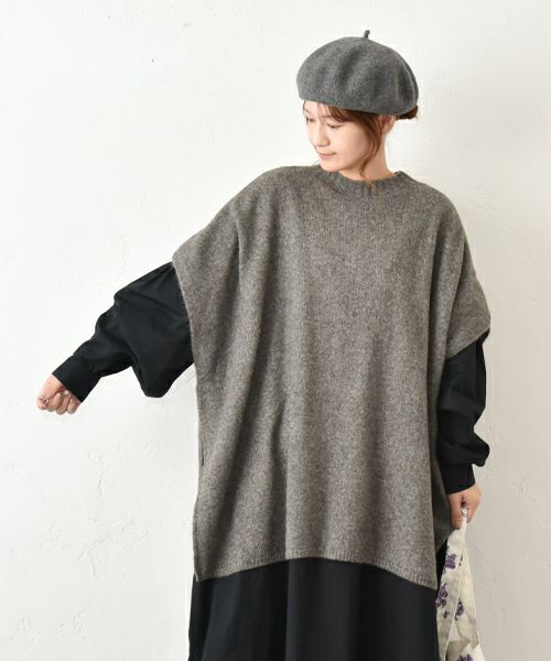 hagumu｜脇スリットポンチョベスト [[125698]][C]