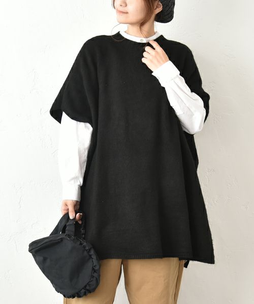 hagumu｜脇スリットポンチョベスト [[125698]][C]