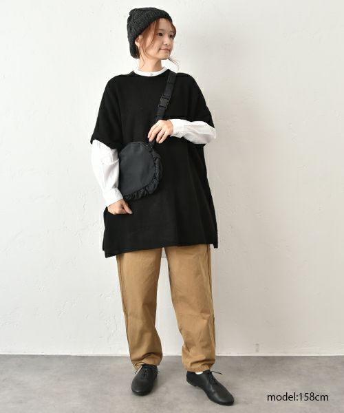 hagumu｜脇スリットポンチョベスト [[125698]][C]