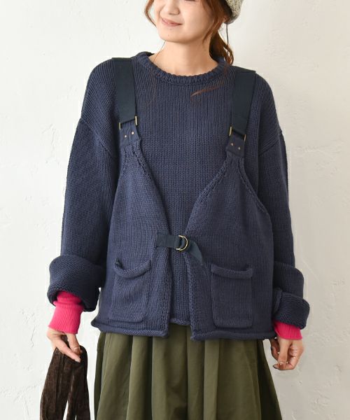 Gives a sense of fullment｜ミリタリーニットベスト＋プルオーバー [[853329]][C]