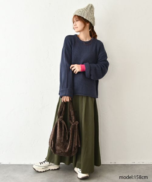 Gives a sense of fullment｜ミリタリーニットベスト＋プルオーバー [[853329]][C]