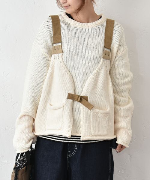 Gives a sense of fullment｜ミリタリーニットベスト＋プルオーバー [[853329]][C]