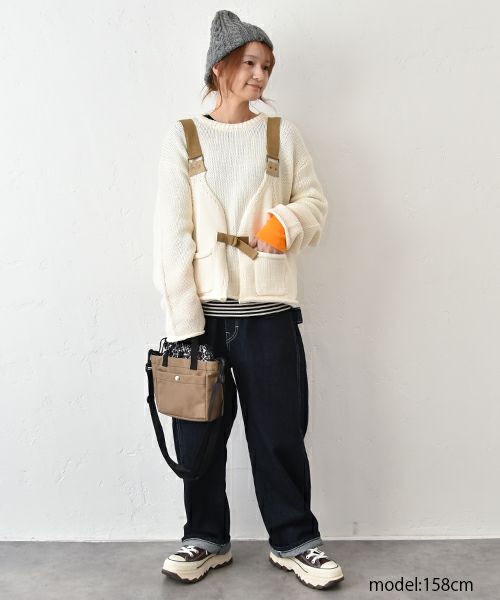 Gives a sense of fullment｜ミリタリーニットベスト＋プルオーバー [[853329]][C]