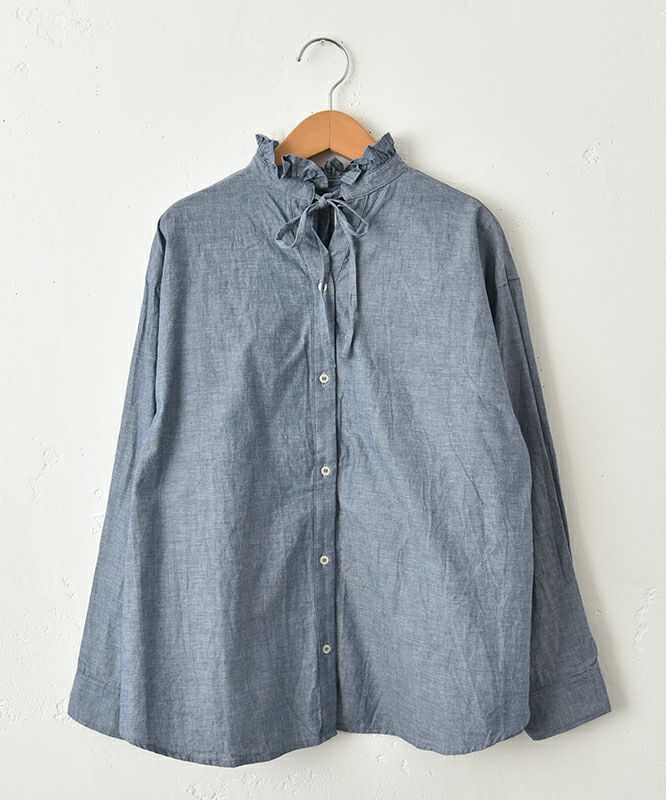 ichi｜ダンガリー首フリルシャツ [[250408]][C]