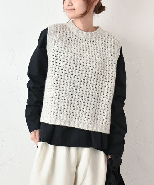 prit｜ワッフル編みクルーネックベスト [[P906103]][C]