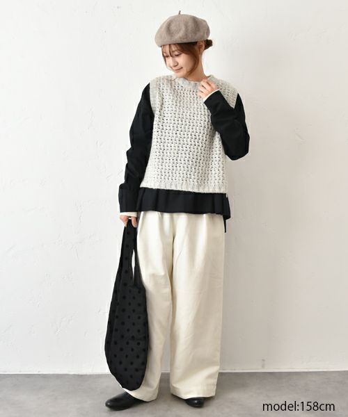 prit｜ワッフル編みクルーネックベスト [[P906103]][C]