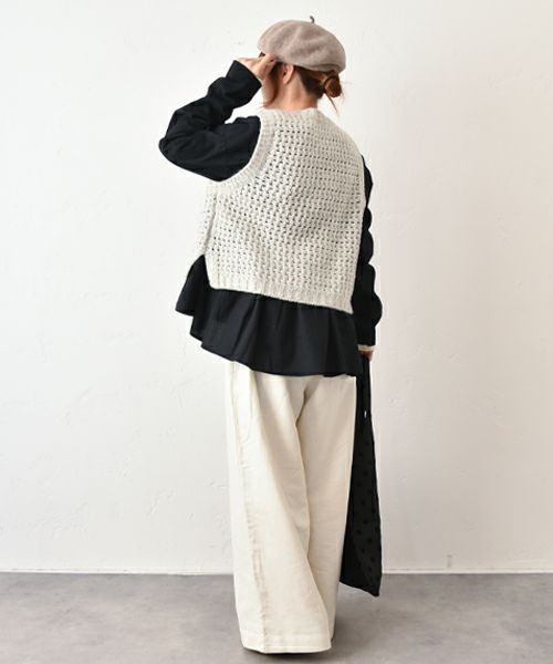 prit｜ワッフル編みクルーネックベスト [[P906103]][C]