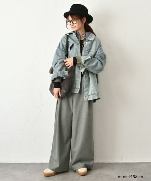 HUMS｜ストライプ×無地切替シャツ [[69165041]][C]