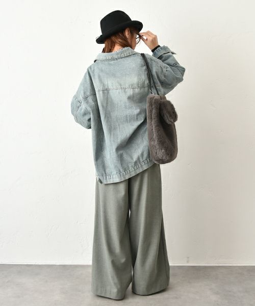 HUMS｜ストライプ×無地切替シャツ [[69165041]][C]