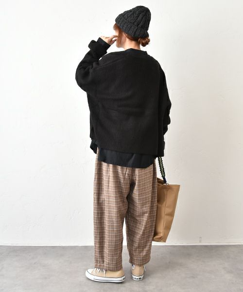 hagumu｜グレンチェックエッグパンツ [[2266081]][C]