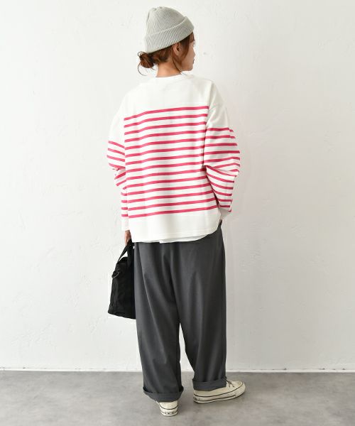 her.｜パネルボーダー長袖カットソー [[853410]][C]