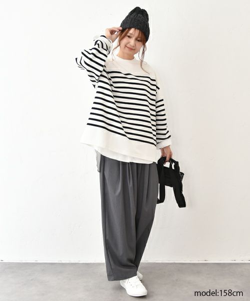 her.｜パネルボーダー長袖カットソー [[853410]][C]