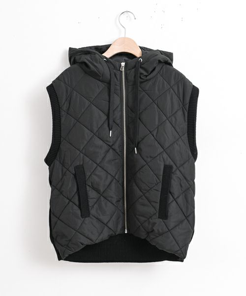 Wrapin nine 9｜中綿×ニットフードベスト [[252WA0528]][F] | ma28