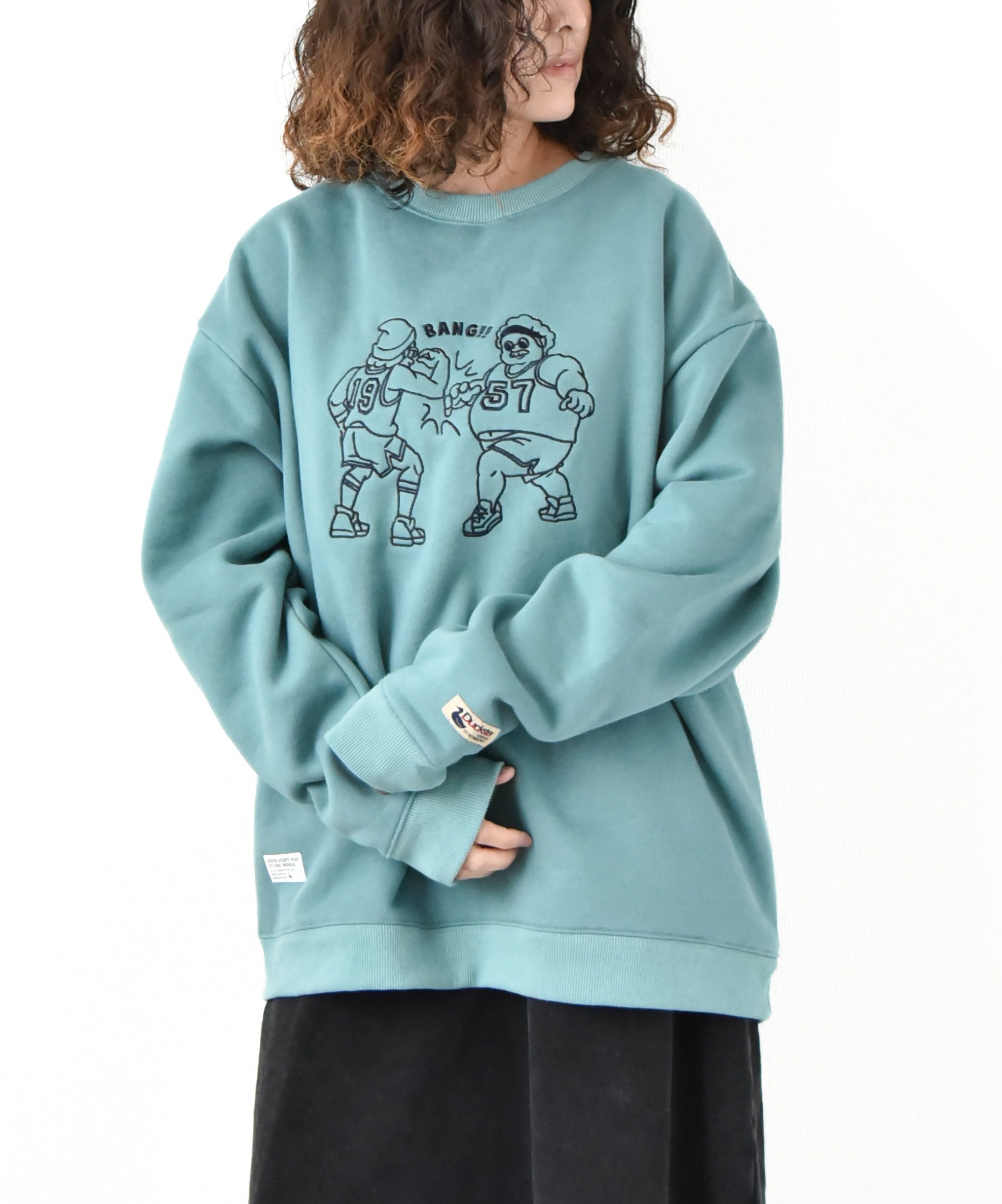 duckster｜バスケット名場面　刺繍クルーネックスウェットスウェット [[940203]][D]