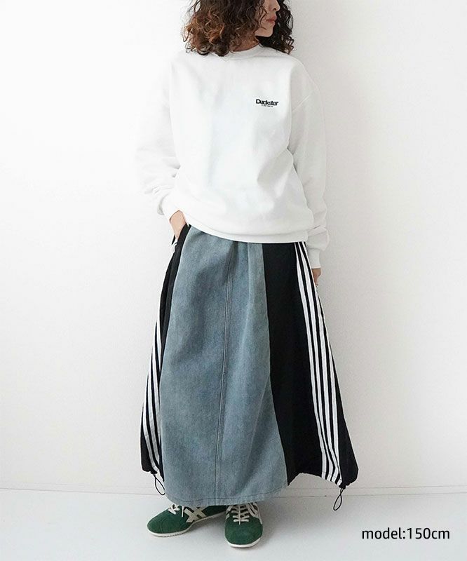 day standard｜ラインテープ×デニム切り替えスカート [[D54045-28]][D]