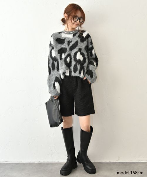 HUMS｜レオパード柄ニット [[RNK-25112]][C]