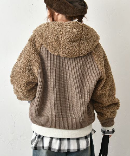 HUMS｜ボア×ニット切替ブルゾン [[RNK-25111]][C]