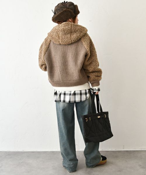 HUMS｜ボア×ニット切替ブルゾン [[RNK-25111]][C]