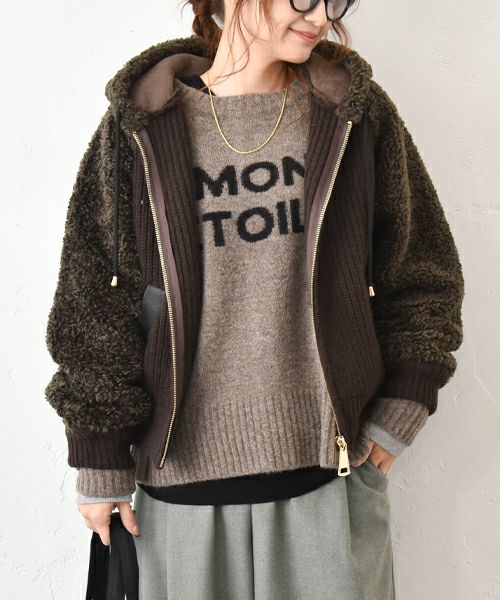 HUMS｜ボア×ニット切替ブルゾン [[RNK-25111]][C]