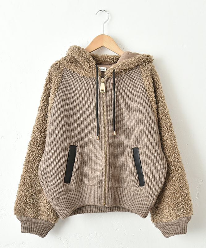  HUMS｜ボア×ニット切替ブルゾン [[RNK-25111]][C]