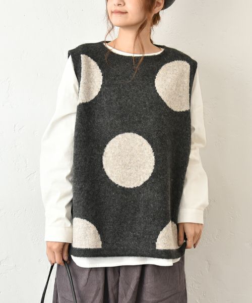 hagumu｜ドットニットベスト [[125697]][C]