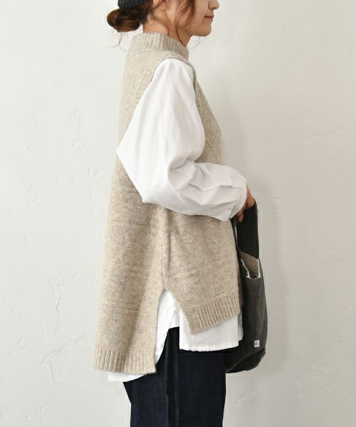 hagumu｜モックネックアラン柄ベスト [[125700]][C]