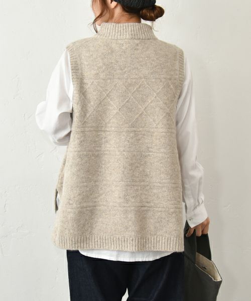 hagumu｜モックネックアラン柄ベスト [[125700]][C]