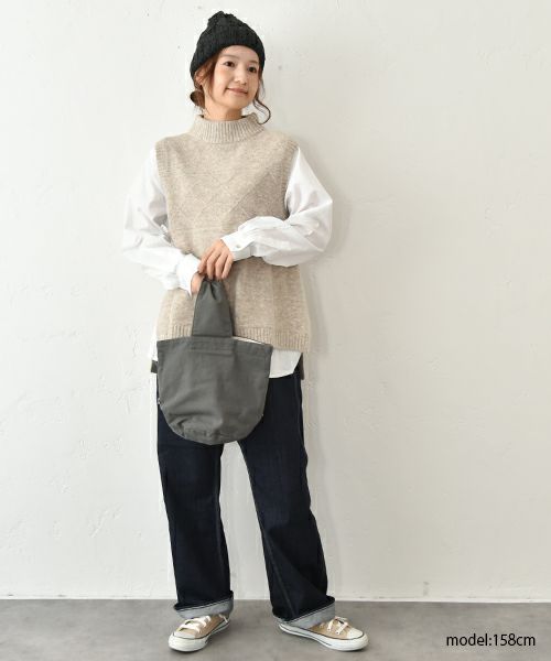 hagumu｜モックネックアラン柄ベスト [[125700]][C]