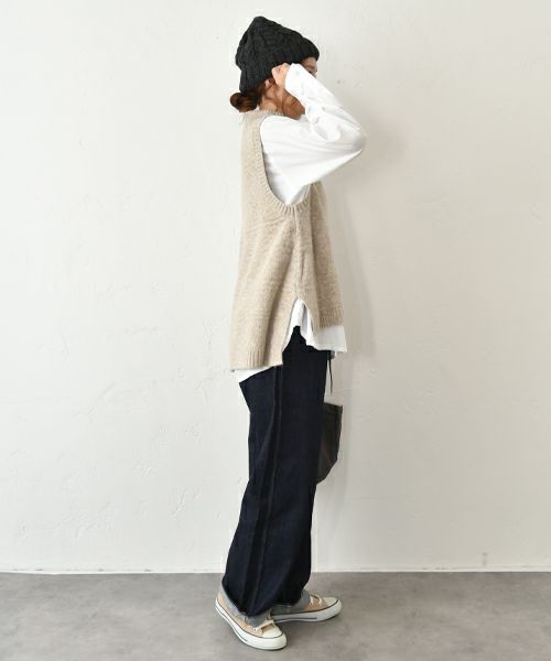 hagumu｜モックネックアラン柄ベスト [[125700]][C]