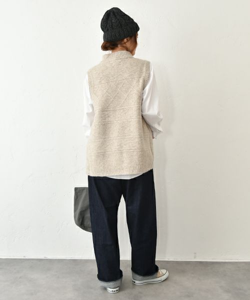 hagumu｜モックネックアラン柄ベスト [[125700]][C]