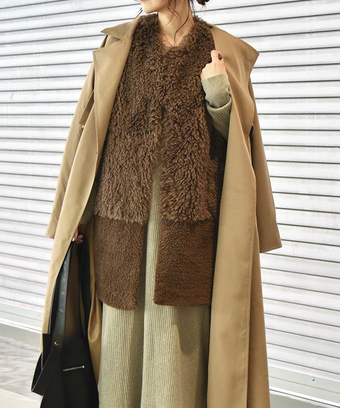 HUMS｜ファー切替ベスト [[RNK-25115]][C]