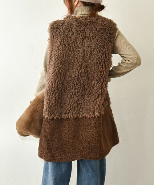 HUMS｜ファー切替ベスト [[RNK-25115]][C]