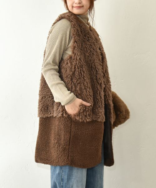 HUMS｜ファー切替ベスト [[RNK-25115]][C]