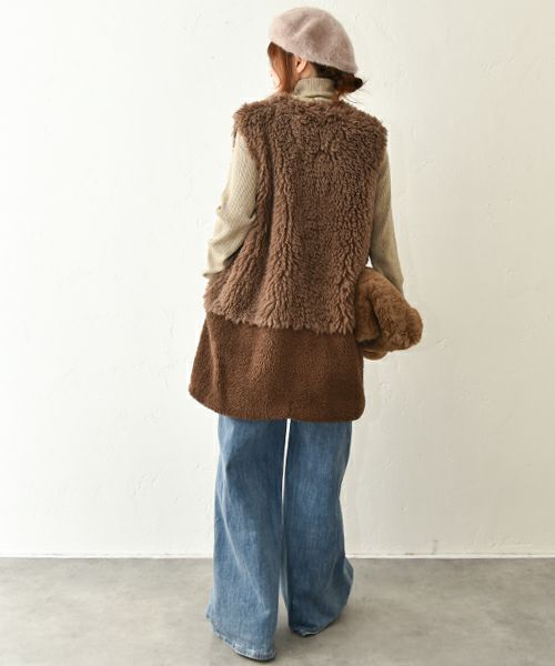 HUMS｜ファー切替ベスト [[RNK-25115]][C]