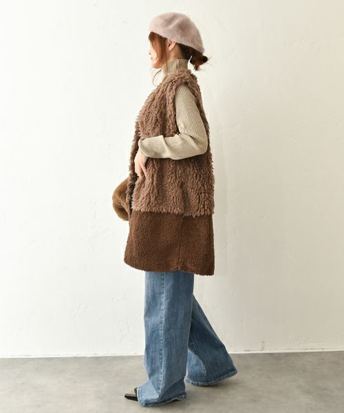 HUMS｜ファー切替ベスト [[RNK-25115]][C]