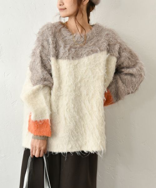 HUMS｜ウェーブ配色ニット [[RNK-25114]][C]