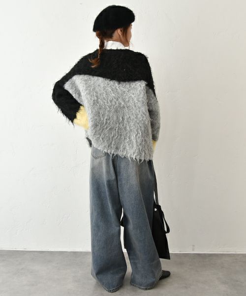 HUMS｜ウェーブ配色ニット [[RNK-25114]][C]