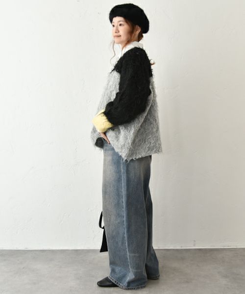 HUMS｜ウェーブ配色ニット [[RNK-25114]][C]