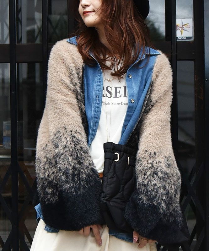 HUMS｜グラデーションシャギーニットカーデ [[RNK-25106]][C]