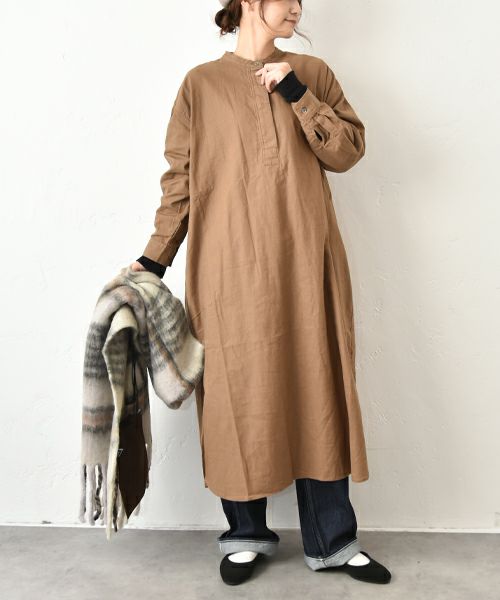 HEAVENLY｜綿麻バンドカラーワンピース [[2550012]][C]