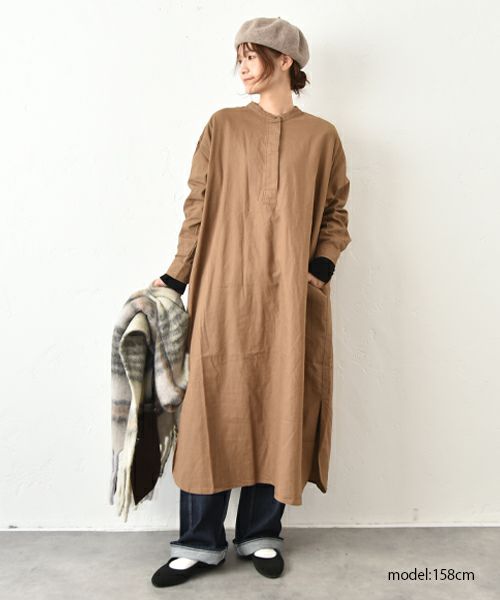 HEAVENLY｜綿麻バンドカラーワンピース [[2550012]][C]
