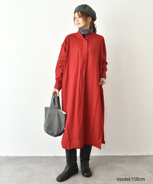 HEAVENLY｜綿麻バンドカラーワンピース [[2550012]][C]