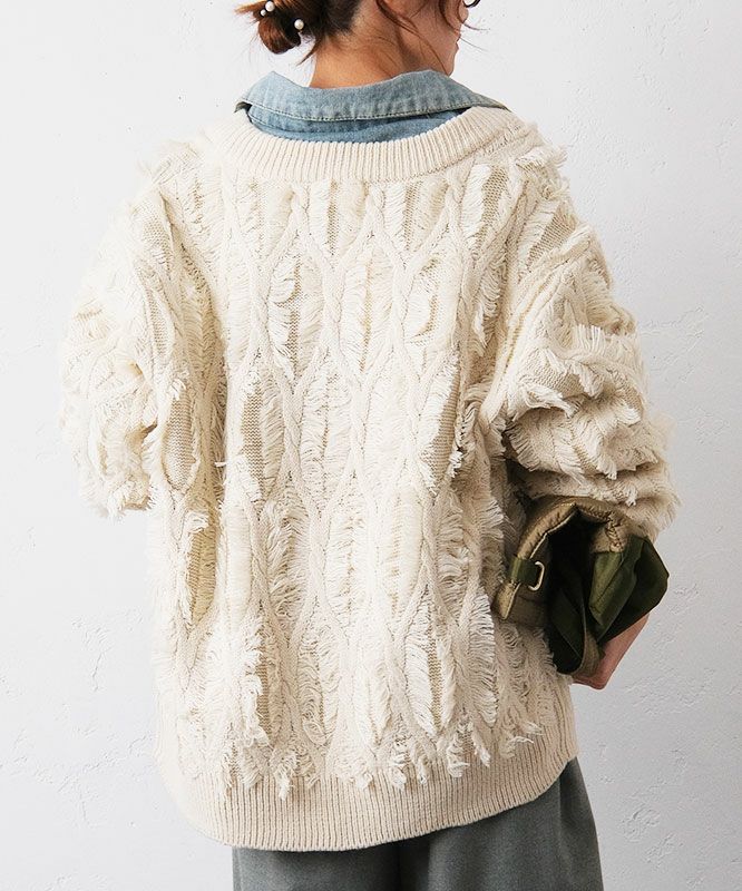  HUMS｜フリンジニットカーデ[[24015352]][C]