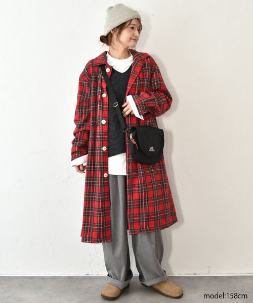 Our.｜タータンチェック起毛ミドル丈アウター [[Our-018]][C] | ma28