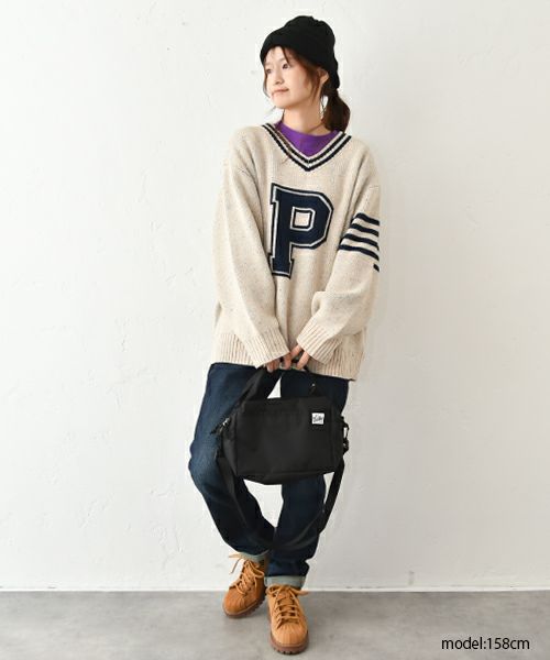 CUBE SUGAR｜Peanuts ライン入Vネックプルオーバー [[15075578]][C]